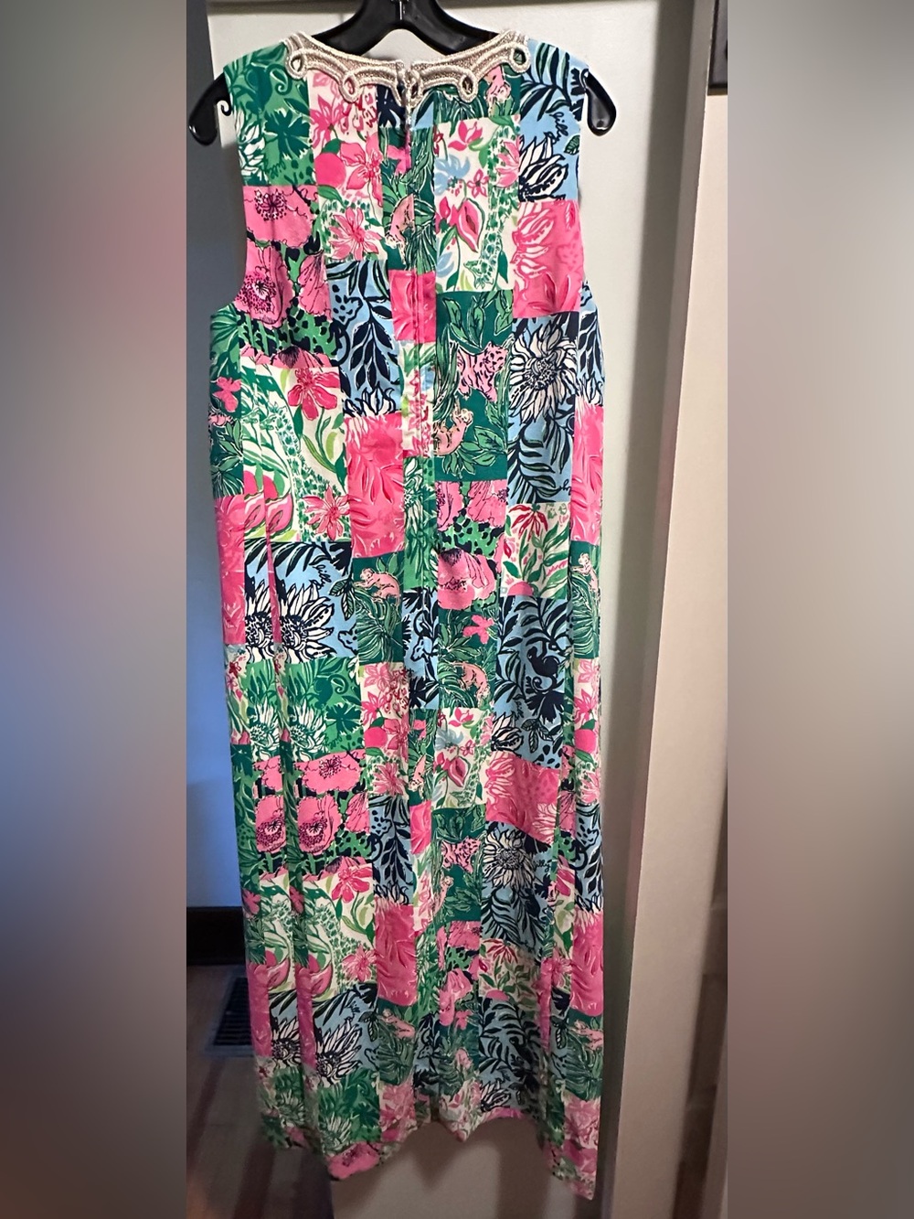 Lilly Pulitzer Pink, Green and Blue Floral Dress with Metallic Trim - Picture 2 of 4
